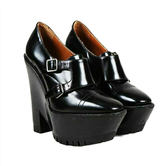 BURBERRY double buckle leather monk platform wedge - Picture 11 of 11